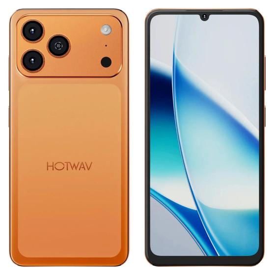 CELULAR smartphone HOTWAV A17 PR0 MAX Laranja 128GB 12GB RAM 6.75 120Hz, camera 13MPX, LACRADO.