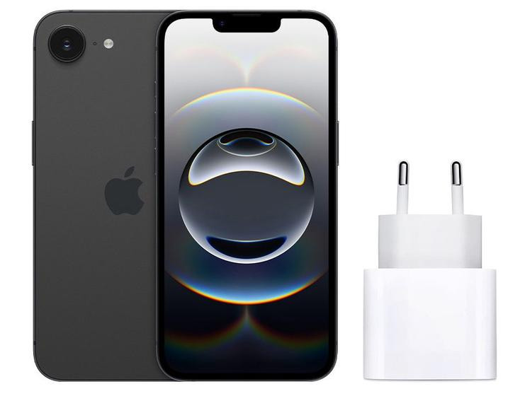 Smartphone Apple iPhone 16e 128GB Preto - 5G + Carregador Apple USB-C 20W Original