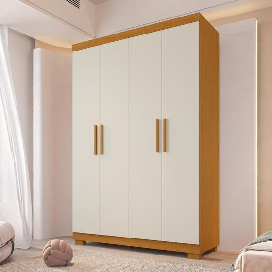 Guarda Roupa Solteiro Canadá 4 Portas 100 MDF Linhamobília Acp Móveis