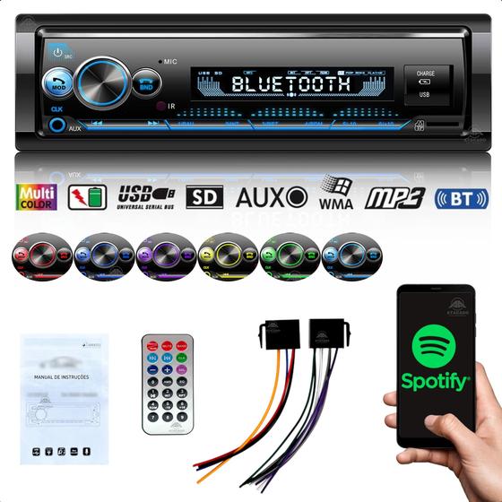 Som Auto Rádio Automotivo Aparelho MP3 para Carro Entrada USB SD Aux Bluetooth HT-1125 - H-Tech