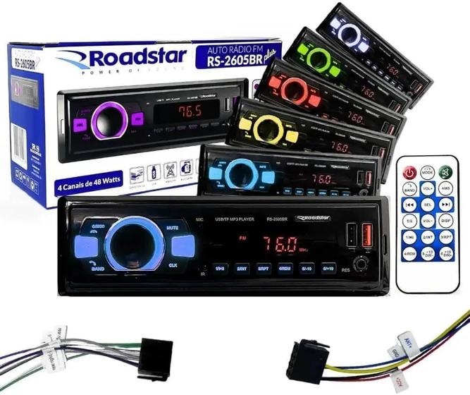 Rádio Automotivo Bluetooth Mp3 Player USB SD Roadstar RS2605BR ES