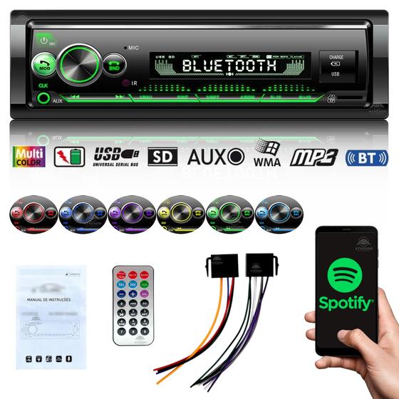 Radio Para Carro aparelho de som Automotivo Bluetooth Potente toca MP3 pendrive USB e SD - TORQUEHAMMER