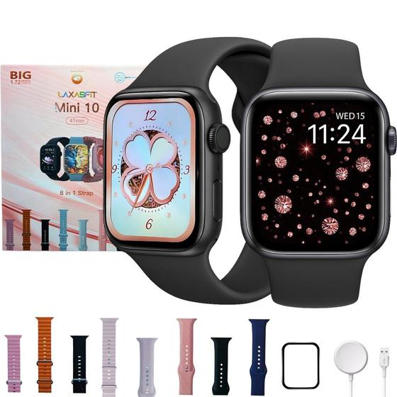 Relógio Inteligente Smartwatch W10 Mini 41mm Amoled Bluetooth C/ 8 Pulseiras - 01Smart