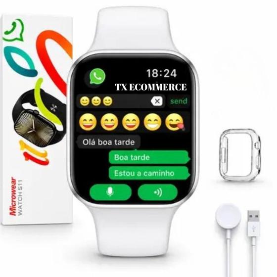 Relógio Smartwatch Serie 11 S11 Lançamento 46mm Responde Whatsapp GPS Compatível com Iphone Android Samsung - Microwear