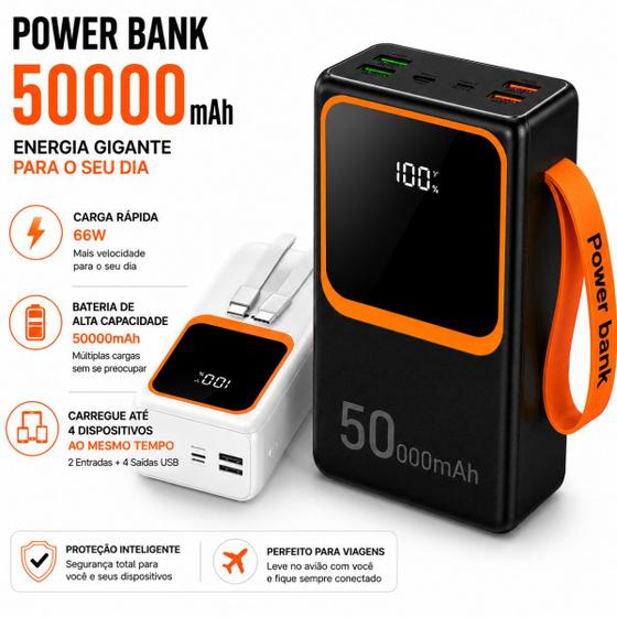 Power Bank 50.000 mAh 66w Carregador De Bateria Portatil Turbo Ideal Trabalho Viagens Acampamentos - ANJ.GG