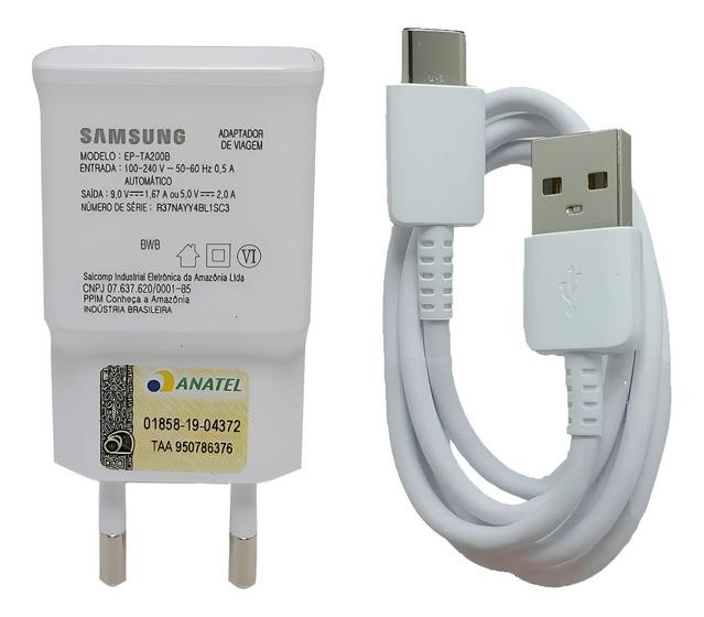Carregador Celular Samsung Usb C A52 A30 A54 Turbo Cor Branco