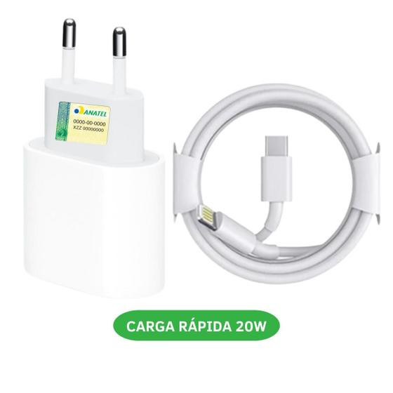Carregador Turbo Fonte 20w Usb-c+ Cabo para USB-C Compatível com iPhone 11 12 13 14 Max X XR XS - agold