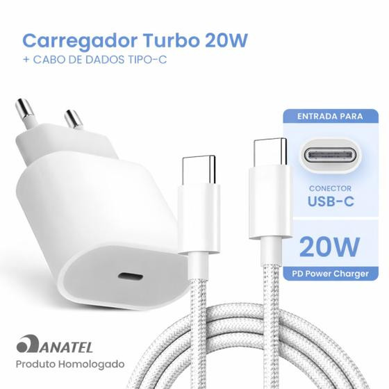 Carregador Turbo 25W USBC Compatível Samsung S25 S24 S23 S22 S21 S20 FE Motorola Moto G15 M22 M31 M32 Xiaomi Redmi Note 12 13 14 15 LG Branco - Boyu Cell