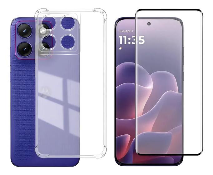 Capinha + Película 3D Curvada Para Moto Edge 70 Fusion 5g TELA TODA - LXL