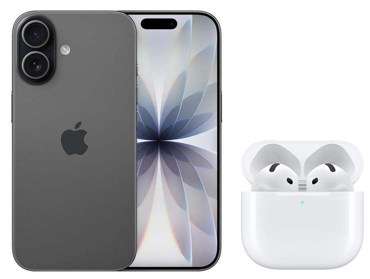 Smartphone Apple iPhone 17 256GB Preto - 5G + Fone de Ouvido Bluetooth Apple AirPods 4