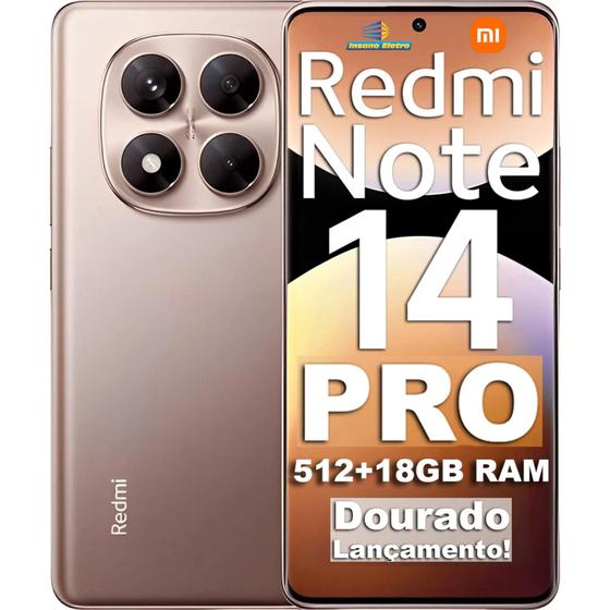 Smartphone Xiaomi Redmi Note 14 Pro Global 256GB 8GB RAM Dual SIM Tela 6.67 - Sand Gold