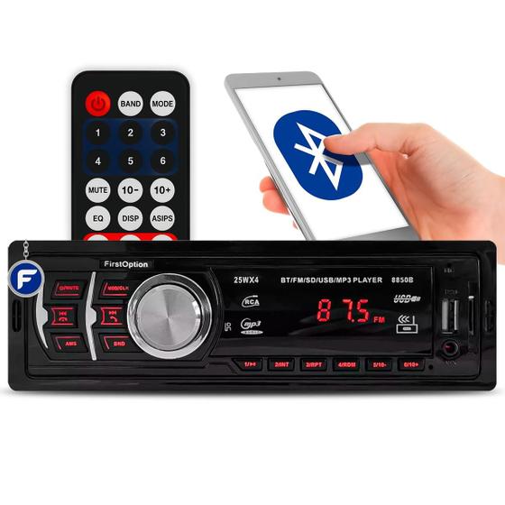 Radio Automotivo Sem Toca Cd Mp3 Player Bluetooth Usb Sd Controle Remoto - FIRST OPTION