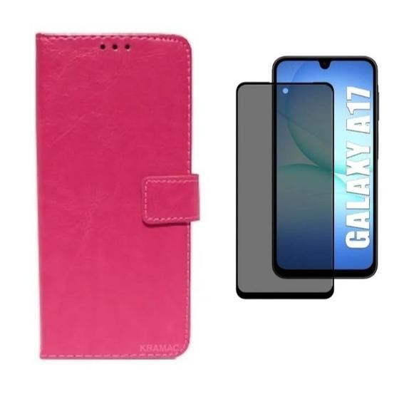 Capa Capinha Case Carteira Flip Couro + Pelicula Privacidade Samsung Galaxy A17 5g - Rafinha
