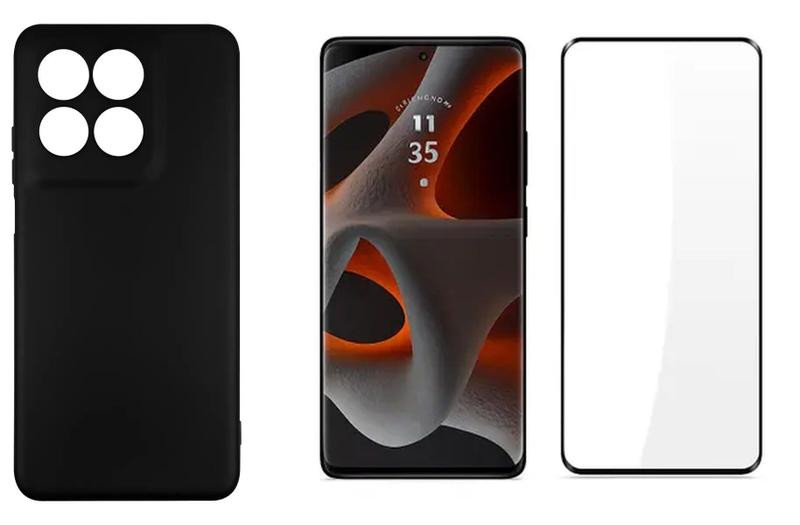 Capinha Aveludada Preta Moto Edge 70 Fusion 5g + Pelicula Curvada 3d - LXL