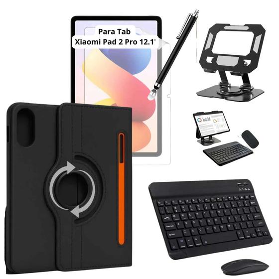 Kit Completo P/ Tablet Xiaomi Redmi Pad 2 Pro 12.1' Case + Teclado + Suporte + Pelicula - cases