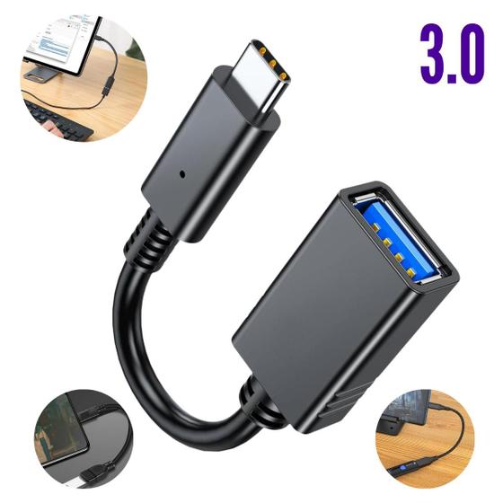 Cabo OTG Tipo-C Pendrive USB 3.0 Femea Celular Smartphone - CABO TIPO C OTG USB 3.0
