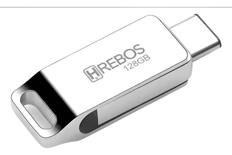 Pen Drive 128gb flash Drive Hrebos 2em1 USB e USB C para dispositivos moveis e computadores