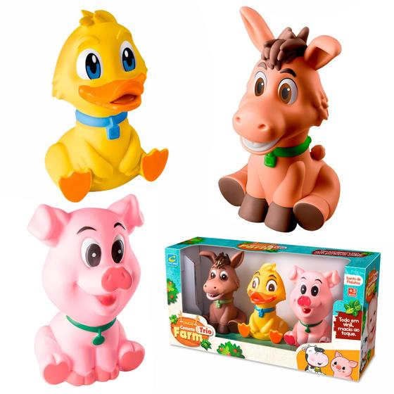 Brinquedo Mordedor Farm Baby Infantil Bonecos Em Vinil Para Bebês Menina Menino - Cometa