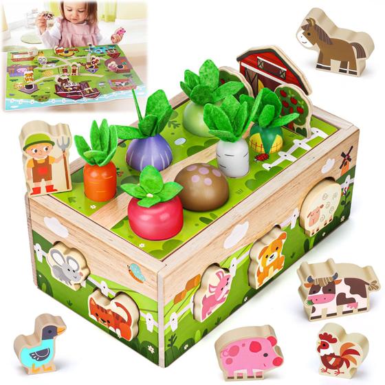 Brinquedo Montessori Wooden Sensory para crianças de 1 a 2 anos com acessórios - Mumua
