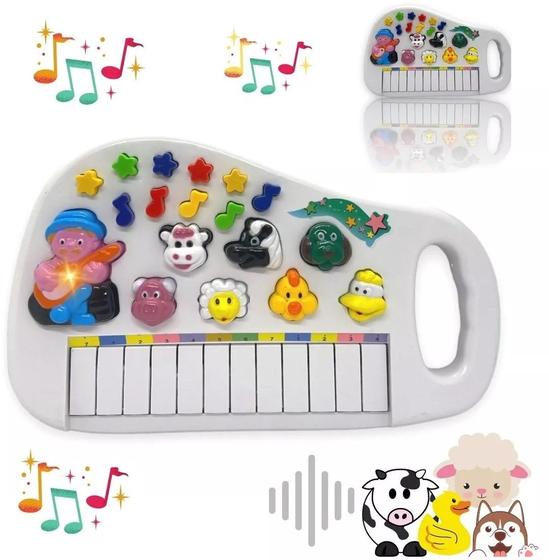 Brinquedo Educativo Teclado Infantil Animais da Fazenda Pilha - Toys
