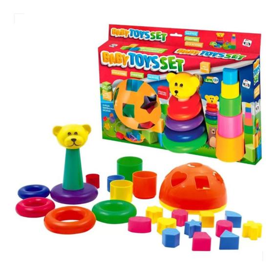 Brinquedo Educativo Didático Blocos de Montar E Empilhar Criança Bebê 1 a 3 anos - Pica Pau