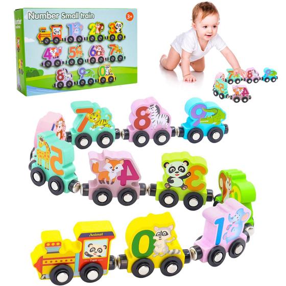 Trem Trenzinho de Brinquedo Para Bebê Criança 11 Peças Magnético de Madeira Brinquedo Educativo Infantil - Brastoy