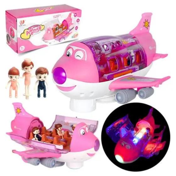 Brinquedo Educativo Rosa Feminino Avião Infantil Com Luzes Interativo Entrega Rápida Resistente Presente Perfeito - Riberken