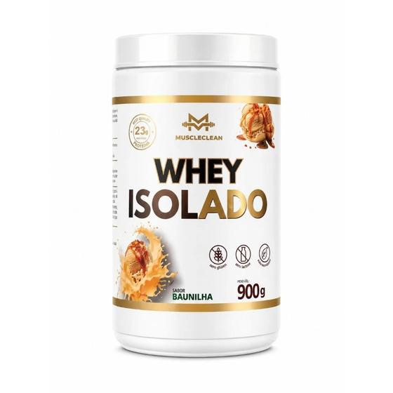 whey protein isolado 100% Proteína Isolada zero lactose Pote 900g 25g Proteinas - MUSCLE CLEAN