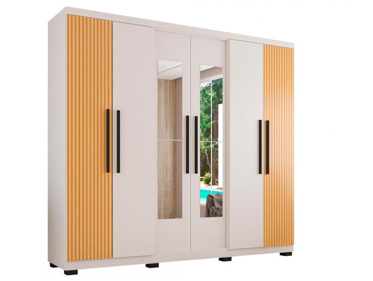Guarda-roupa Casal com Espelho 6 Portas 4 Gavetas Araplac Braga