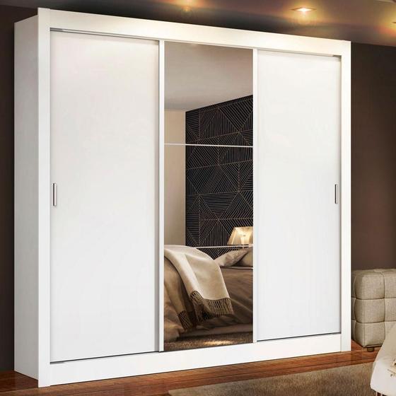 Guarda Roupa Casal Madesa Mônaco 3 Portas de Correr com Espelho