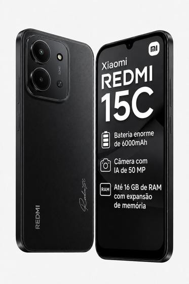 Xiaomi Redmi 15C 256GB 8GB Lançamento 2025 Versão Global 50MP Câmera 120Hz Bateria de 6000mAh Dual Chip