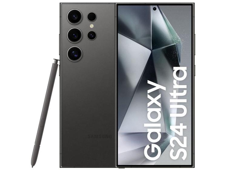 Smartphone Samsung Galaxy S24 Ultra 6,8" Galaxy AI 256GB Titânio Preto 5G 12GB RAM Câm. Quádrupla 200MP + Selfie 12MP Bateria 5000mAh Dual Chip