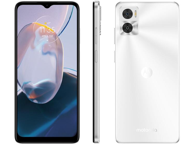 Smartphone Motorola Moto E22 32GB Branco 4G 2GB RAM 6,5” Câm. Dupla + Selfie 5MP Dual Chi