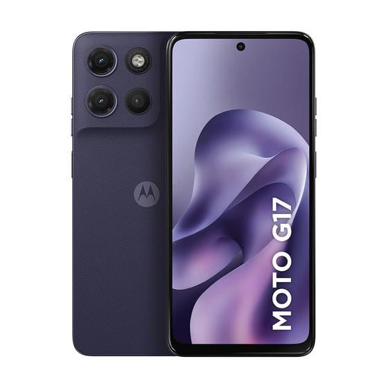 Smartphone Motorola Moto G17 4G, 256GB, 4GB RAM, Camera 50MP Sony Lytia 600, tela FHD 60hz, bateria 5200 mAh