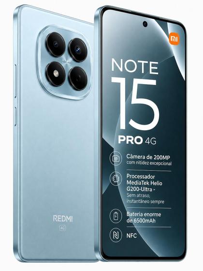 Xiaomi Redmi Note 15 Pro 4G 256GB 8GB Tela AMOLED 6.77 120Hz Câmera 200MP Bateria 6500mAh NFC HyperOS Dual Lançamento SIM