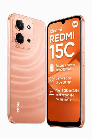 Xiaomi Redmi 15C 256GB 8GB Versão Global 50MP Câmera 120Hz Bateria de 6000mAh Dual SIM Chip Custo Benefício