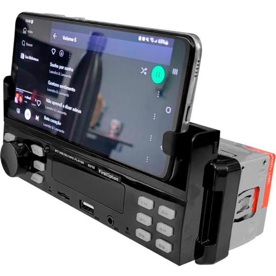 Imagem de Som Automotivo Bluetooth Com Suporte Para Celular Mp3