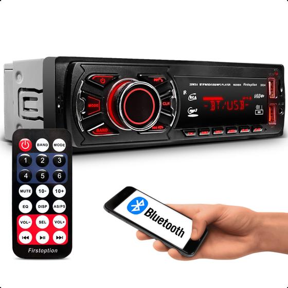 Imagem de Som pra carro aparelho auto radio automotivo 1 din mp3 player com Bluetooth usb sd aux + controle