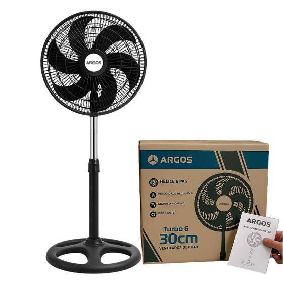 Ventilador de Coluna Argos Turbo 30cm 120W 110V ou 220V 3 Velocidades, Altura Regulável, Oscilante e Silencioso