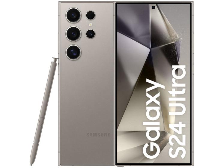 Smartphone Samsung Galaxy S24 Ultra 6,8" Galaxy AI 512GB Titânio Cinza 5G 12GB RAM Câm. Quádrupla 200MP + Selfie 12MP Bateria 5000mAh Dual Chip