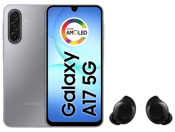 Smartphone Samsung Galaxy A17 256GB 5G 4GB RAM - Cinza + Fone de Ouvido Bluetooth Samsung Buds Core