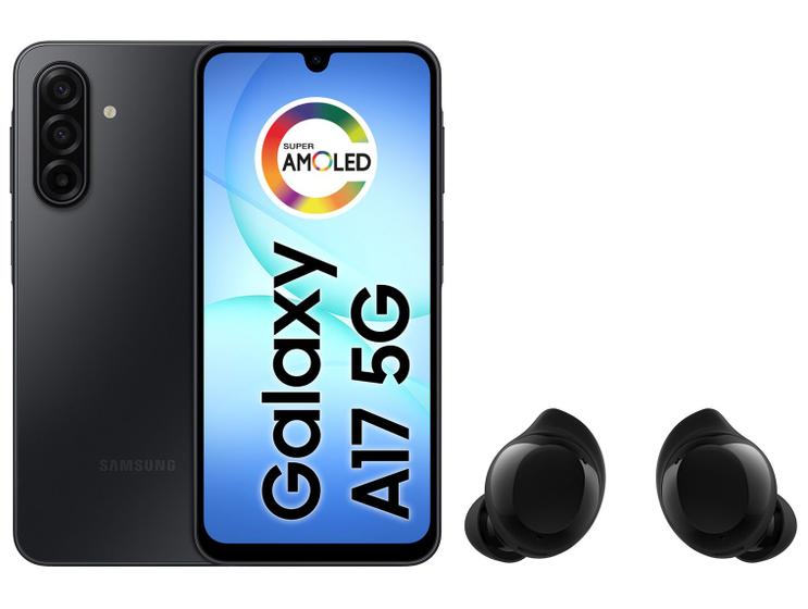 Smartphone Samsung Galaxy A17 256GB 5G - 4GB RAM Preto + Fone de Ouvido Bluetooth Buds Core