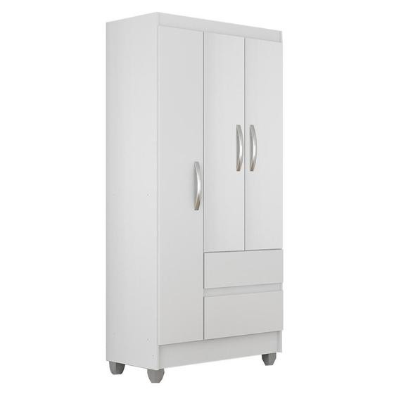 Guarda Roupa Solteiro Lohaine 3 Pts Branco - A Móveis Arapongas