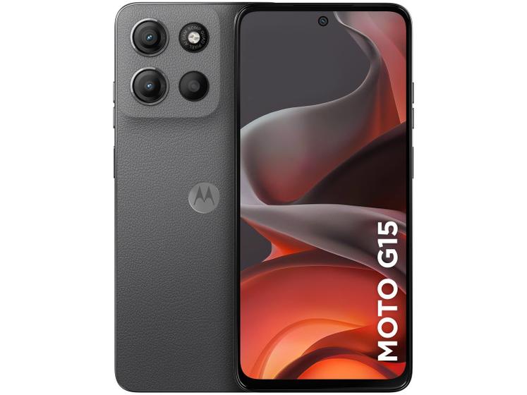Smartphone Motorola Moto G15 4G 256GB 12GB RAM Boost Tela 6.7 FHD Câmera Dupla 50MP 5MP Grafite