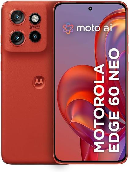 Smartphone Motorola Edge 60Neo 5g 256gb 12gb Ram 50mp Sony Camera MotoAi Tela 1.5k SuperHd Vermelho