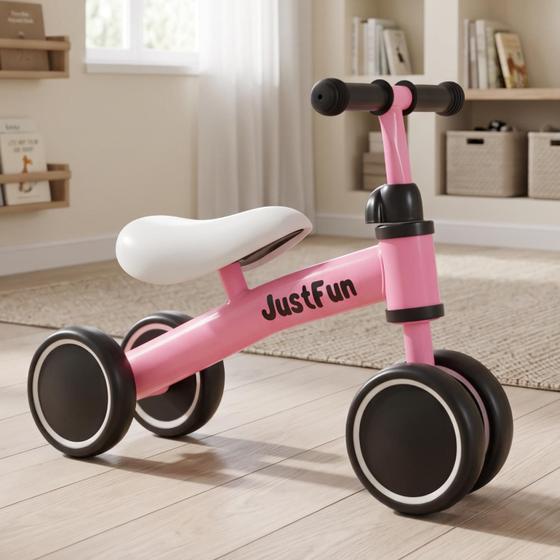 Bicicleta De Equilíbrio Infantil Sem Pedal 4 Rodas Azul, Rosa, Vermelho. - Justfun Brinquedos