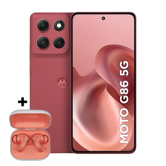 Smartphone Motorola Moto g86 5G com Moto Buds 256GB 8GB RAM, 16GB Ram Boost Tela 1.5K pOLED, 50MP Sony camera OIS Moto AI, videos em 4K, IP68