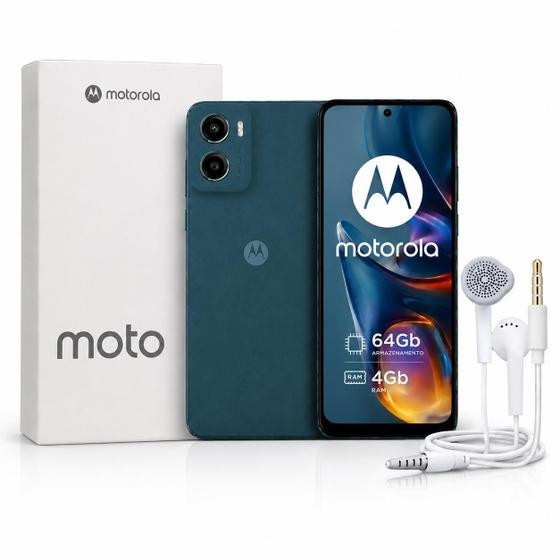 Kit Smartphone Moto G06 64GB 4GB RAM Tela Grande Bateria 5000mAh Dual Chip Fone de Ouvido - Motorola