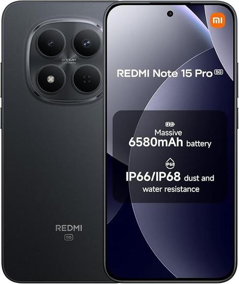 Smartphone Xiaomi Redmi Note 15 PRO 5G 8GB Ram 512GB Rom Black