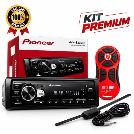 Rádio Automotivo Pioneer Mvh235 Controle Red Line Som Automotivo Pioneer Bluetooth C/ Antena Interna